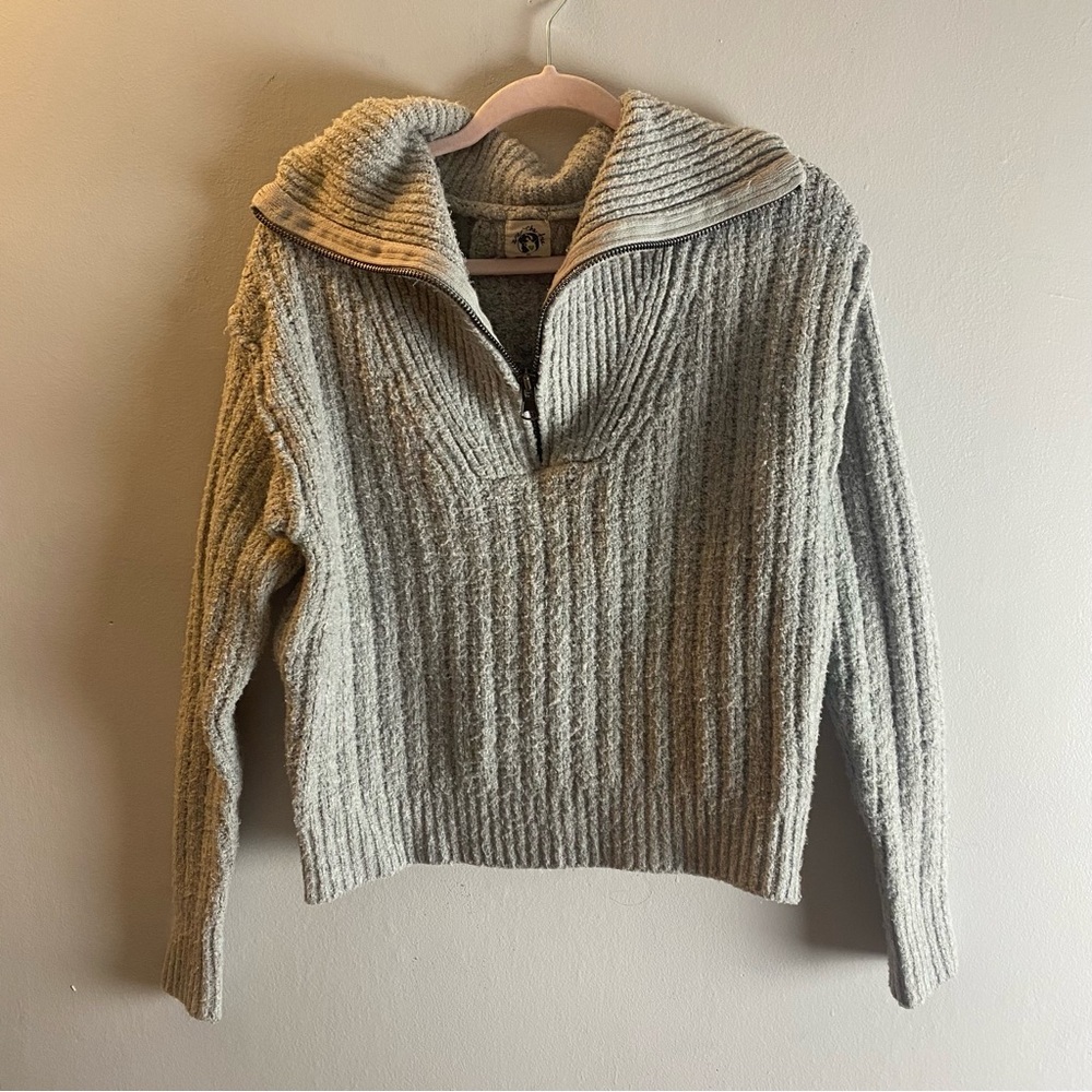 We The Free Colorado half Zip Gray Cowl Neck Sweater